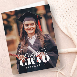 Congrats Grad Modern Simple Script Custom Photo Card