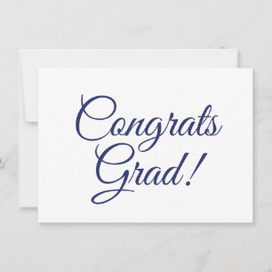 Congrats grad navy blue custom script calligraphy card