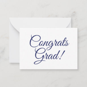 Congrats grad navy blue custom script text card