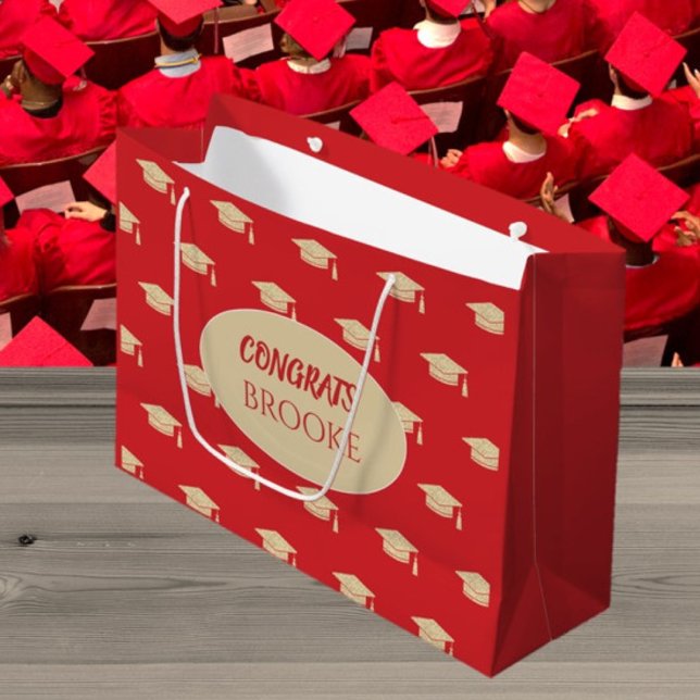 Congrats Grad! Personalised Red Gift bag (Creator Uploaded)