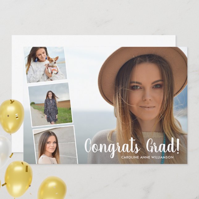 Congrats Grad, Photo Collage, Fun Graduation Party Announcement (Creator Uploaded)