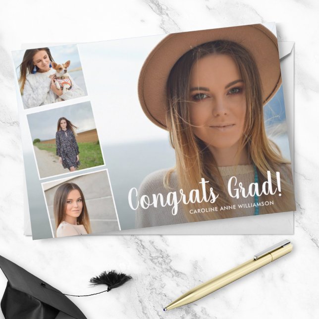 Congrats Grad, Photo Collage, Fun Graduation Party Announcement (Creator Uploaded)