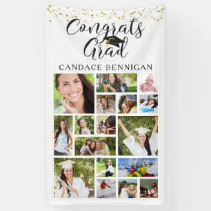 CONGRATS GRAD Photo Collage Script Confetti Banner