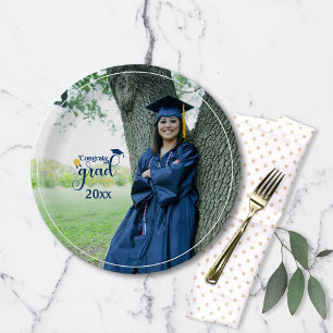 Congrats Grad Photo Graduation Paper Plates
