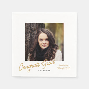Congrats Grad Photo Graduation Party Napkin