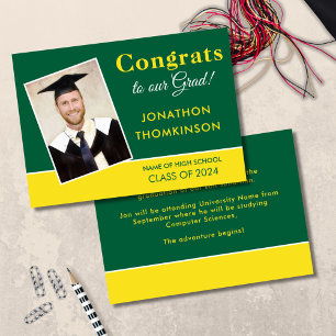Congrats Grad Photo Green Yellow 2024 Graduation Announcement