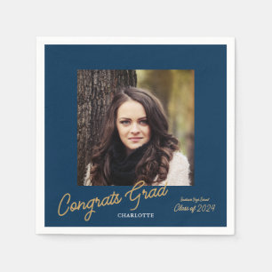 Congrats Grad Photo Script Graduation Party Napkin