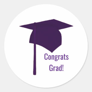 Congrats Grad Purple Cap Tassel Graduation Sticker