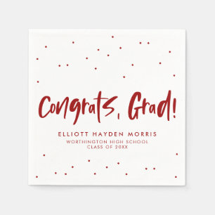 Congrats grad scarlet red confetti graduation napkin