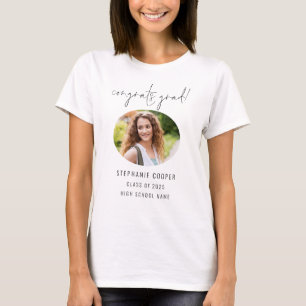 Congrats Grad Script Photo Name 2025 Graduation T-Shirt