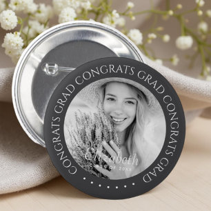 Congrats Grad Simple Modern Custom Photo 6 Cm Round Badge