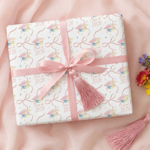 Congrats Grad Watercolour Grad Cap Class of 2026 Wrapping Paper Sheet