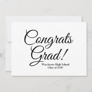 Congrats grad white black custom school class year card