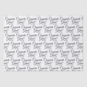 Congrats grad white black custom script class year tissue paper