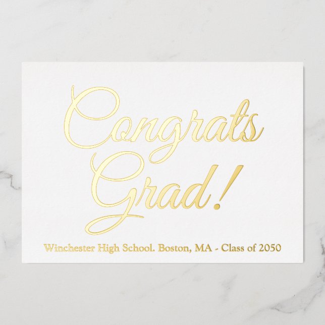 Congrats grad white gold custom school class year (Front)