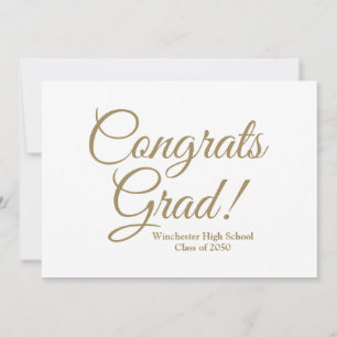 Congrats grad white gold custom school class year card