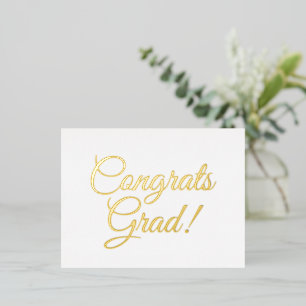 Congrats grad white gold custom script elegant foil holiday postcard