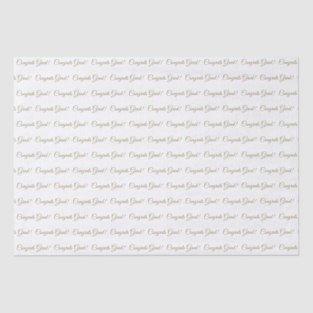 Congrats grad white gold elegant script pattern tissue paper (Front)