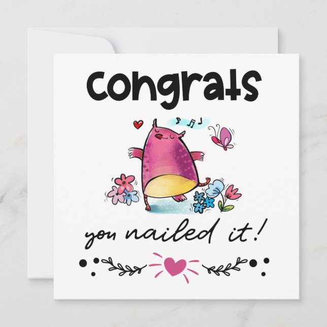 Congrats Grad You Nailed It Cartoon Owl Humour Card (Front)