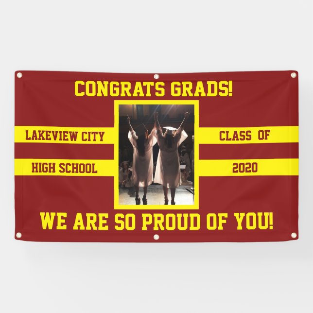 Congrats Grads Pick Your School Colours and Photo Banner (Horizontal)
