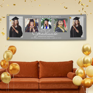 Congrats Graduate 2026 Grey 5 Photo Graduation Banner