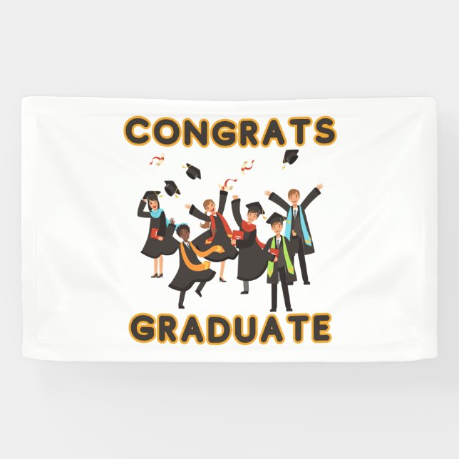 Congrats Graduate 2.5x4 Vinyl Banner (Horizontal)