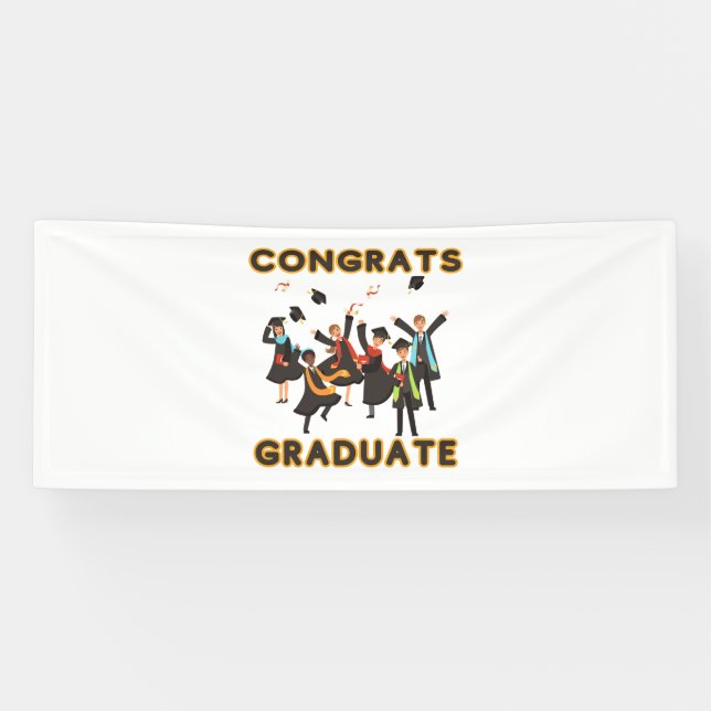 Congrats Graduate 2.5x6 Vinyl Banner (Horizontal)