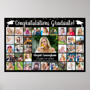 Congrats Graduate 37 Photo Collage Custom Color Poster