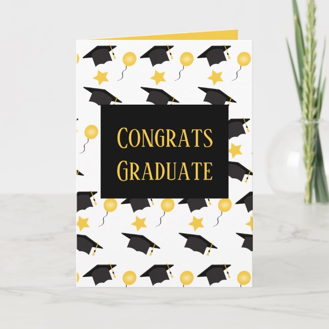 Congrats Graduate Balloons Hat Pattern Card (Front)