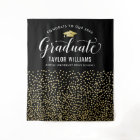 Congrats Graduate Black Gold Confetti Backdrop