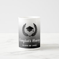 Congrats Graduate Black & White Gradient & Hat