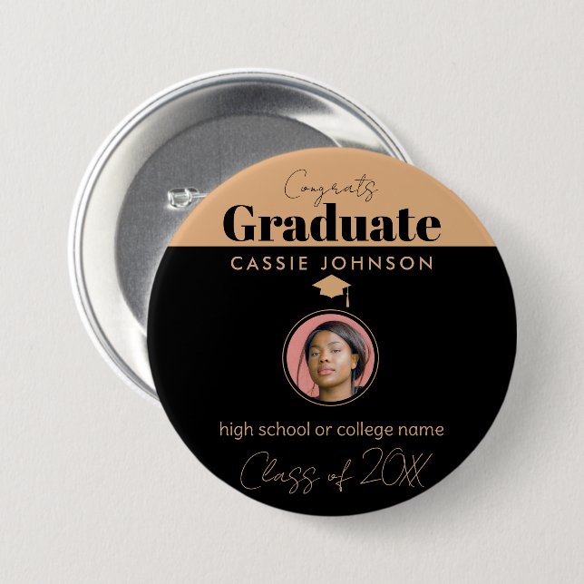 Congrats Graduate Class of 2023 7.5 Cm Round Badge (Front & Back)