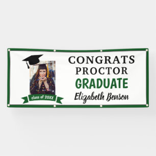 Congrats Graduate Custom Banner Green Grey