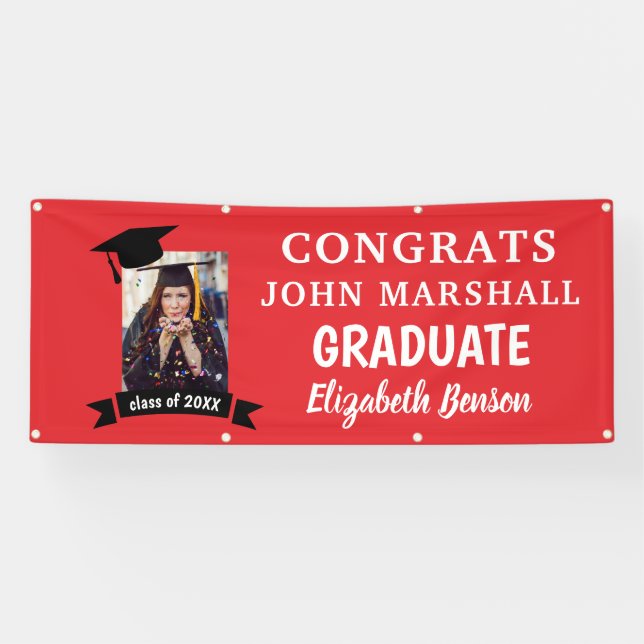 Congrats Graduate Custom Banner Red (Horizontal)