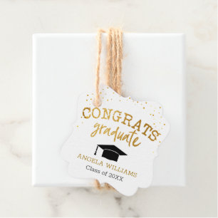Congrats Graduate Gold Confetti Graduation Favour Tags