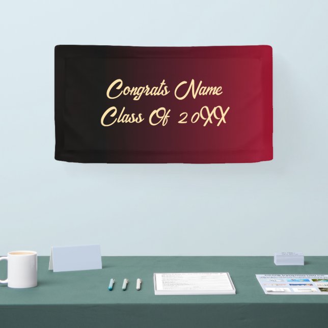 Congrats Graduate Gold Script Ombre Backdrop Banner (Tradeshow)