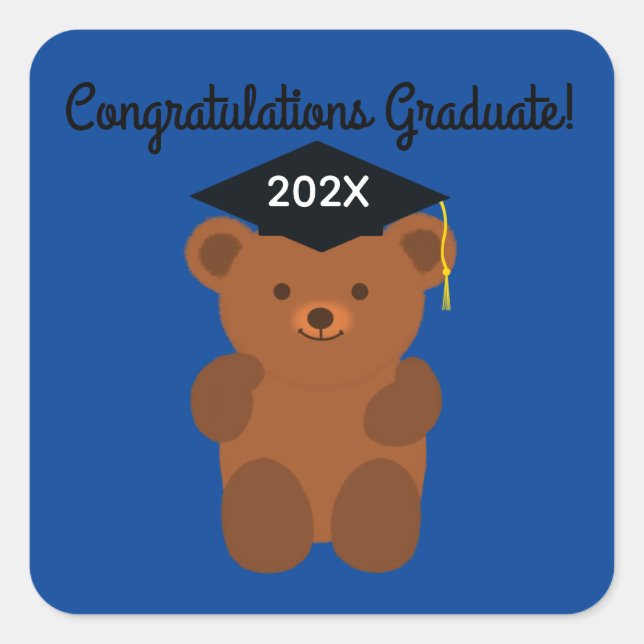 Congrats Graduate Graduation Bear #1 Stickers (Front)