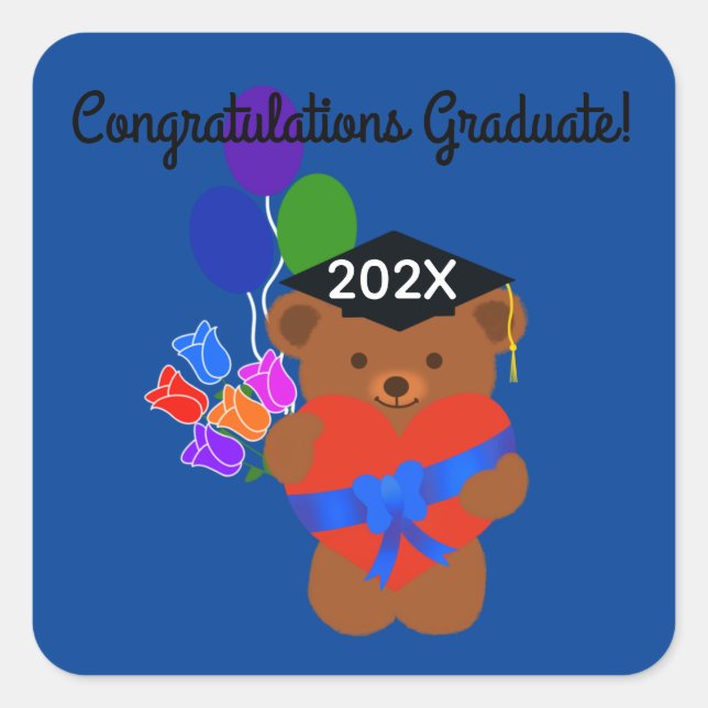 Congrats Graduate Graduation Bear #3 Stickers (Front)