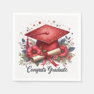 Congrats Graduate, Graduation Cap and Diploma Napkin