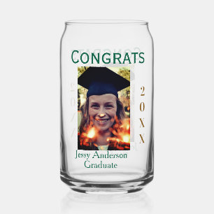 Congrats graduate green gold year 20XX namesimple Can Glass