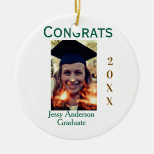 Congrats graduate green gold year 20XX namesimple Ceramic Tree Decoration