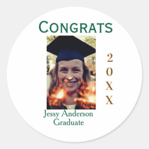 Congrats graduate green gold year 20XX namesimple Classic Round Sticker