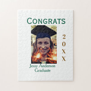 Congrats graduate green gold year 20XX namesimple Jigsaw Puzzle
