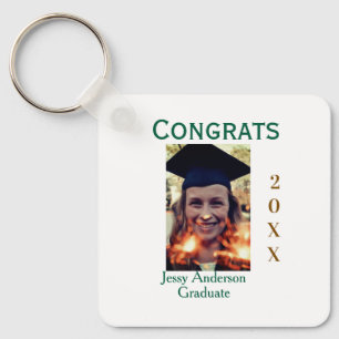 Congrats graduate green gold year 20XX namesimple Key Ring
