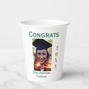 Congrats graduate green gold year 20XX namesimple Paper Cups