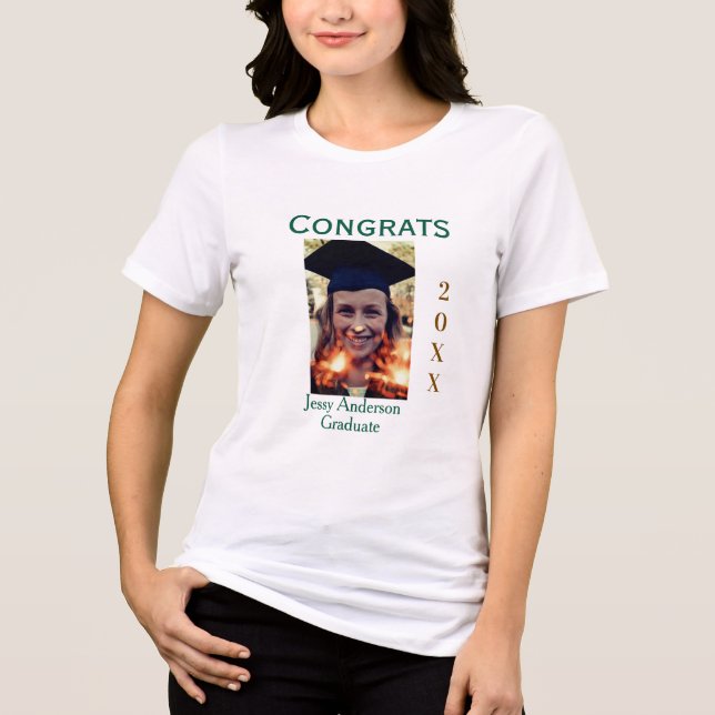 Congrats graduate green gold year 20XX namesimple Tri-Blend Shirt (Front)
