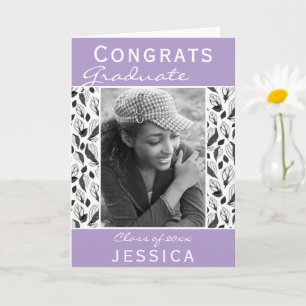 Congrats Graduate Leaf Pattern Photo Graduation Card