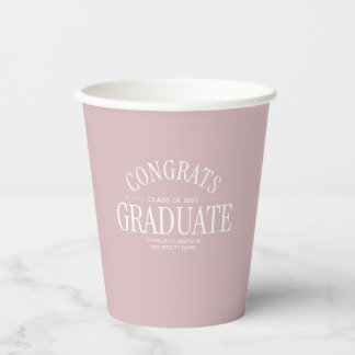 Congrats Graduate Modern Blush Pink Paper Cups
