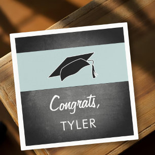 Congrats Graduate Name Chalkboard Graduation Party Napkin