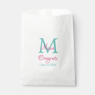Congrats graduate name monogram green pink blue t favour bags